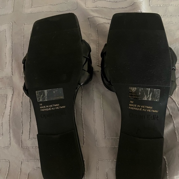 Open Edit Lucca Square Toe Black Sandals Sz 7M - Picture 8 of 8